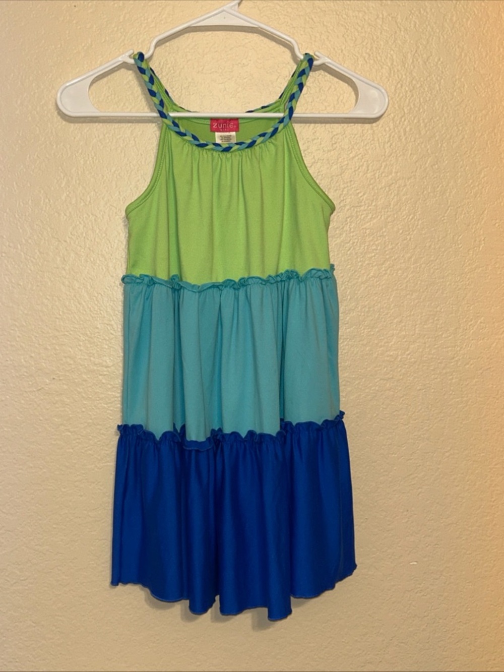ZUNIE Girls Colorblock  Green Blue Dress Sundress sizes 7/8